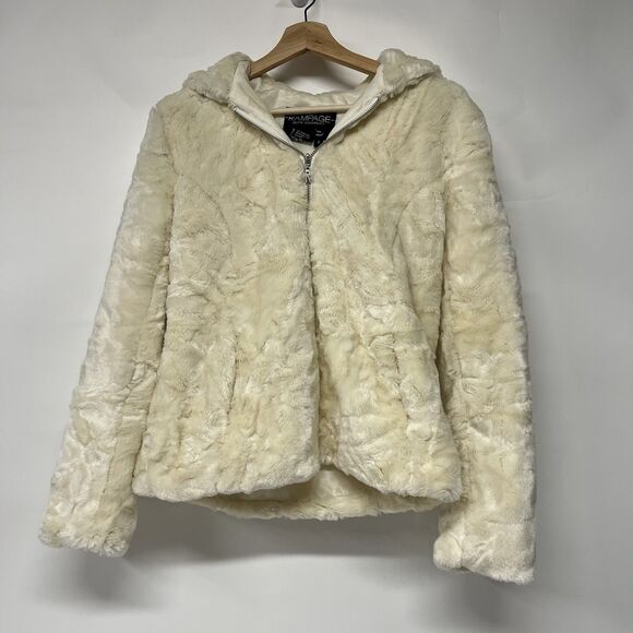 Rampage Faux Fur Jacket Vtg Cream Small - Picture 1 of 6